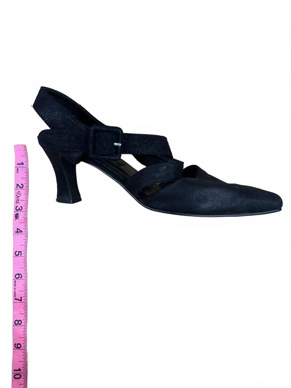 J. Renee Black Pointed Toe Slingback Kitten Heels - Picture 8 of 8
